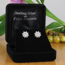 Sterling Silver AAA Cubic Zirconia Star Stud Earrings