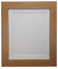 FRAMES BY POST Metro Oak Photo Picture Poster Frame with White Mount Plastic Glass 20" x 16" For Pic Size A3