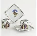 Snow White 3oz Cup, Saucer and Spoon Set/2 Teacup Espresso Cup