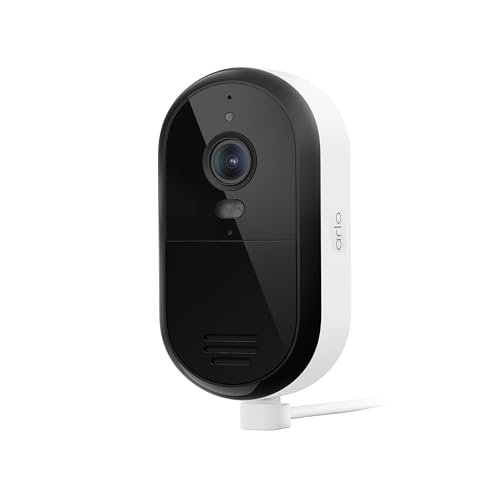 Arlo Essential 2K Security Camera (2025 Release), Continuous Wired Plug-in Power, Person Recognition, Package Detection, Animated Preview, 1-Month Trial of Secure Plan, Dual-Band WiFi, 1 Cam, White