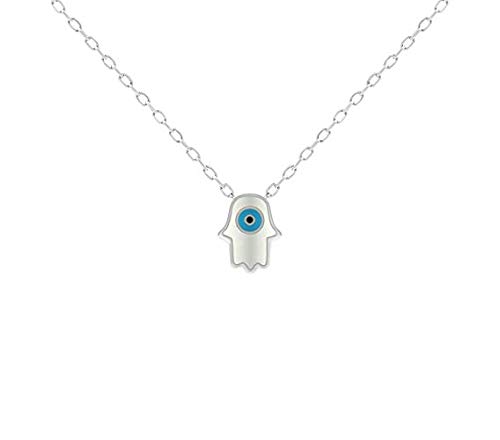MYSTIC JEWELS By Dalia Necklace with Turkish Eye Pendant 925 Sterling Silver Hand of Fatima and Turkish Eye to Protect You (Silver) — image 1