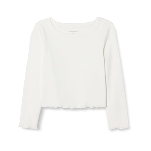 Amazon Essentials Haut court côtelé à manches longues Fille, Ivoire, 11-12 ans