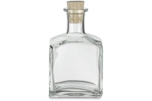 Nakpunar Square Glass Bottle with Cork Finish 7 oz (210 ml) - bottle for oils, witch spells, wedding favors, fragrance reed diffuser bottle (Clear w/Cork, 1)