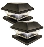 Solar Light,Post Cap Lights 4 x 4 Plus,Outdoor Decorations Bright 15 Lumen Warm White LED Lamp For Vinyl Posts Caps 3.5x3.5 4x4 5x5 Waterproof Sogrand Black Lantern For Fence Deck 2 Pack