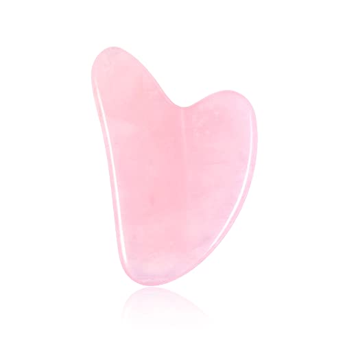 Jovivi Handmade Natural Rose Quartz Gua Sha Guasha Scraping Massage Tool, Heart-Shape Scraping Board for Acupuncture Therapy