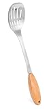 Internet’s Best Stainless Steel And Bamboo Slotted Serving Spoon | Solid Cooking Buffet Spoon | Wooden Kitchen Utensil