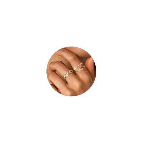 Freekiss Chunky Gold Dome Rings for Women: Non Tarnish 14K Gold Plated Thumb Statement rings Set Stackable Wave Open Eternity Band Rings Gold Jewelry for Women
