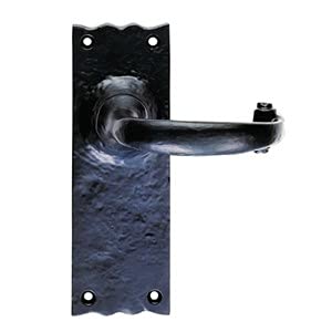 Ironmongery Solutions® Traditional Black Antique Door Handles Lever on Baclplate Latch Handle Black Powder Coated