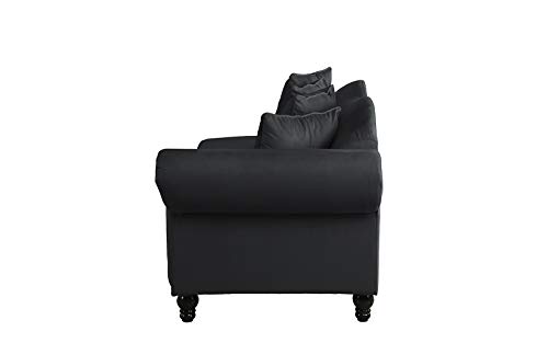 Large Classic Velvet Fabric Living Room Chaise Lounge with Nailhead Trim (Black) - Thumbnail 3