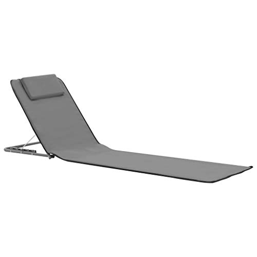 vidaXL 2X Strandmatte Klappbar Grau Sonnenliege Strandliege Gartenliege Liege – Bild 3