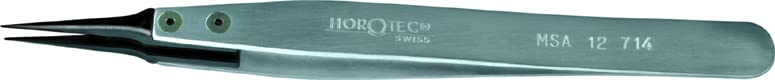 KD89 Horotec MSA12.714 - Tweezers with Black Carbon Fibre Tips, Very Fine Tips., grey