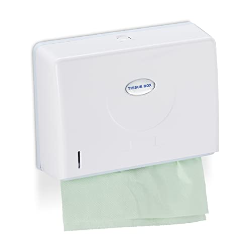 Relaxdays Paper Towel Dispenser, Wall Mounted, for H2, HxWxD 20.5x27.5x10 cm, White