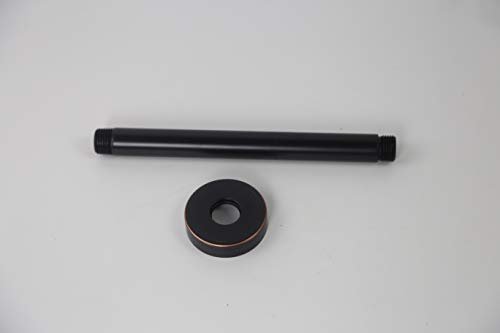 Weirun Bathroom 1/2 NPT All Brass 8-Inch Round Straight Shower Arm for Fixed Shower Head with Flange Ceiling Mount,Oil Rubbed Bronze