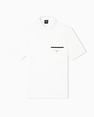 Armani Exchange Polo piqué avec Poche et Logo pour Homme, Blanc cassé., XL