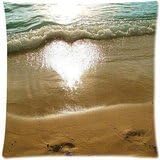 PUDA Sea Sunset Wave Beach Sand Love Custom Cotton &amp; Polyester Soft Square Zippered Cushion Throw Case Pillow Case Cover 18X18 (Twin Sides) .