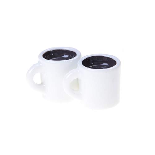 ZAMTAC 2 PCS Home Tableware Decors Miniature Dollhouse Coffee Cup Kitchen Room Food Drink - (Color: White) - Thumbnail 6