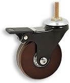 Cool Casters - Translucent Wheel Caster, Smoked Black Wheel Wheel, Chrome Yoke, Threaded Stem, With Brake - Item #370-75-WAL-BL-TS-WB