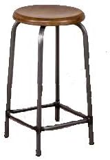 Peppermill BREAKFAST BAR STOOL LAB STOOL VINTAGE STYLE OAK TOP STOOL METAL AND OAK STOOL 26"