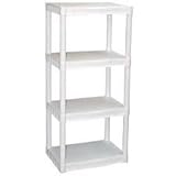 Plano 4-Tier Heavy-Duty Plastic Shelving, White (1)