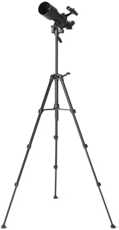 Telescópio, abertura de 70mm e montagem AZ de 400mm, portátil com tripé, suporte para telemóvel, saco, preto