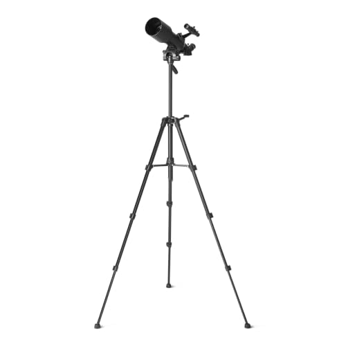 Telescopio, Apertura de 70mm y Montura AZ de 400mm, portátil con trípode, Soporte para teléfono, Bolsa, Negro