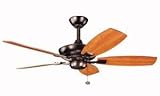 Kichler 300107OBB Canfield 44IN 5-Blade Ceiling Fan, Oil Brushed Bronze Finish with Reversible Cherry/Walnut Blades