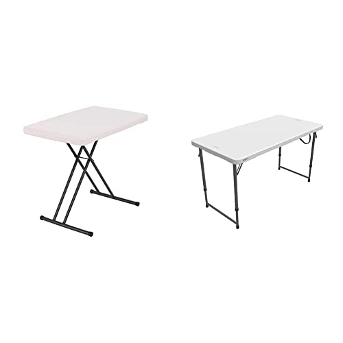 Lifetime 28240 Adjustable Folding Laptop Table TV Tray, 30 inch, Almond