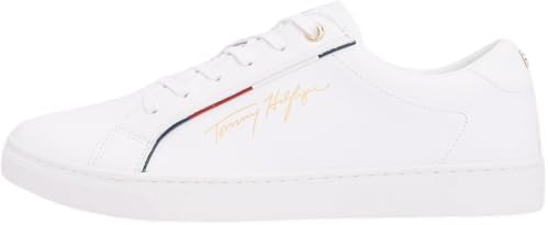 Tommy hilfiger tênis feminino cupsole tommy signature tênis, branco (branco), 36 eu