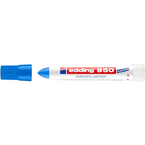 edding 950 Industry Painter - Blue - 10 pens - Round tip 10 mm - Marker for Writing on Metal, Rocks, Wood - Rough or Wet Surfaces - Permanent, Waterproof