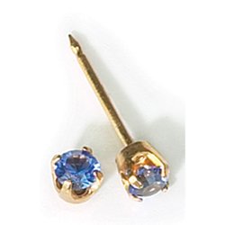 Inverness 24kt Gold Plated Birthstone Gems 3mm Piercing Earrings September Sapphire 89C or 89E