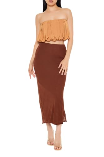 Forever 21 Chiffon Midi Skirt Dark Brown Medium