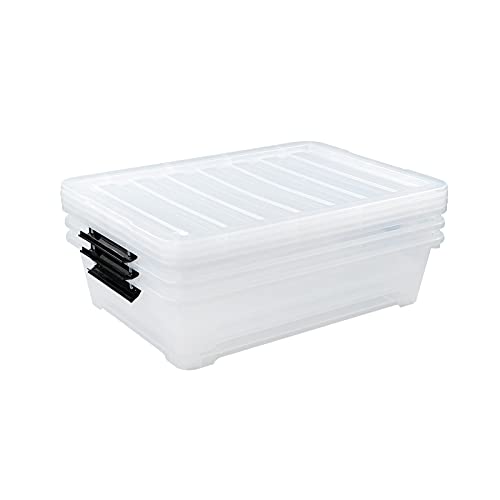 Zopnny 3Pack 40 Quart Plastic Underbed Storage Box, Large Clear Under