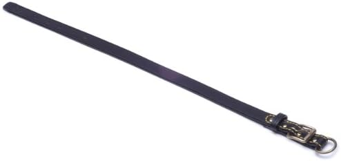 Petego La Cinopelca Classic Leather Smooth Finish Flat Collar, Black, 1/2 Inch, Fits 9 Inches to 12 Inches
