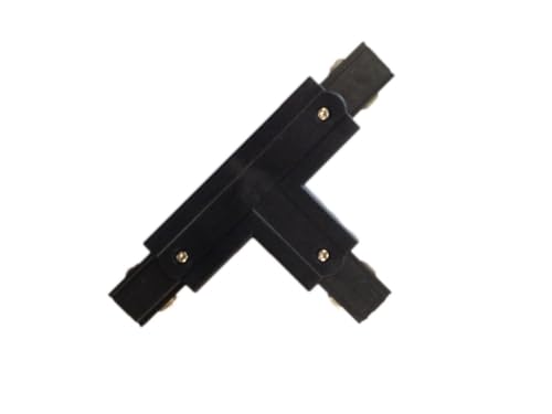 Accesorio carril LED 4 vías, conector T izquierda, hasta 3 encendidos, ideal para iluminar espacios y optimizar la distribución de luz.