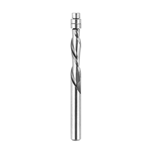 SpeTool 1/4 Inch Spiral Down Cut Flush Trim Router Bit, Solid Carbide, Top Bearing, 1/4 Inch Shank, 28 mm Cutting Length