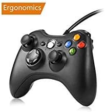 RegeMoudal Xbox 360 PC Game Wired Controller for Microsoft Xbox 360 and Windows PC (Windows 10/8.1/8/7) with Dual Vibration and Ergonomic Wired Game Controller (Black)