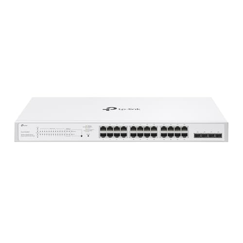 Smart Switch 28 Porte Gigabit con 24RJ45 PoE+, Zero-Touch Provision, Self-Organizing Network, Static Routing, VLAN, ACL, IGMP Snooping, Gestione Centralizzata Gratuita del Cloud, Festa FS328GP