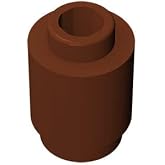 TTEHGB TOY Classic Brick Block Bulk, 1x1 Brown Round Brick, 100Piece Round Brick Compatible with Lego Parts and Pieces 3062(Colour: Brown)