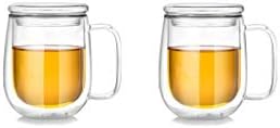 Baskety Glass Coffee Mugs - 250ml Double Walled Insulated Mug with Handle, Perfect for Latte, Americano, Cappuccinos, Tea Bag, Beverage. (Pack of 2)