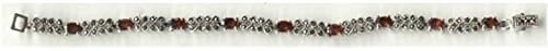 7.5 Inch Double Row Pattern with Garnet Jewel Marcasite Bracelet