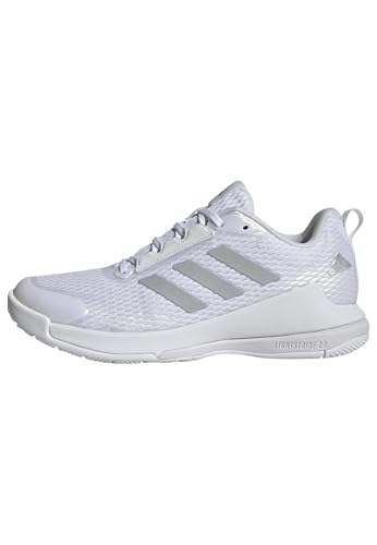 adidas Mujer Novaflight 2 Indoor Shoes, Cloud White/Silver Metallic/Cloud White, 49 1/3 EU