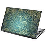 TaylorHe 15.6 inch 15 inch Laptop Skin Vinyl Decal with Colorful Patterns and Leather Effect Laminate MADE IN BRITAIN Blue Vintage Patterns Flowers and Birds