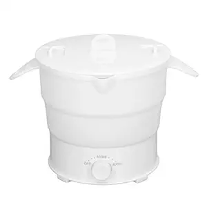 Electric Hot Pot Cooker, Multifunction 1.2L 800W Portable Electric Shabu Hot Pot, Stainless Steel Foldable Silicone Cookware Water Steamer, Heating Kettle for Home Dormitory Office Travel(EU)