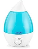 MDAIRC 2.4 L Cool Mist Humidifier, Aromatherapy Essential Oil Diffuser Aroma Ultrasonic Humidifier for Home Office Bedroom, Night Light, Waterless Auto Shut off (Blue)
