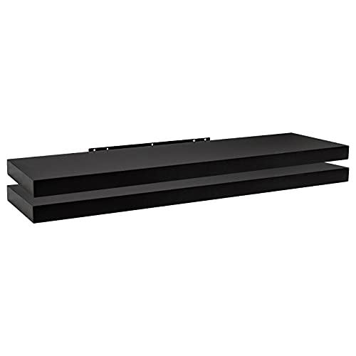WOLTU Wandregal,Schweberegal Schwarz,120x22.9x3.8cm,MDF 2er