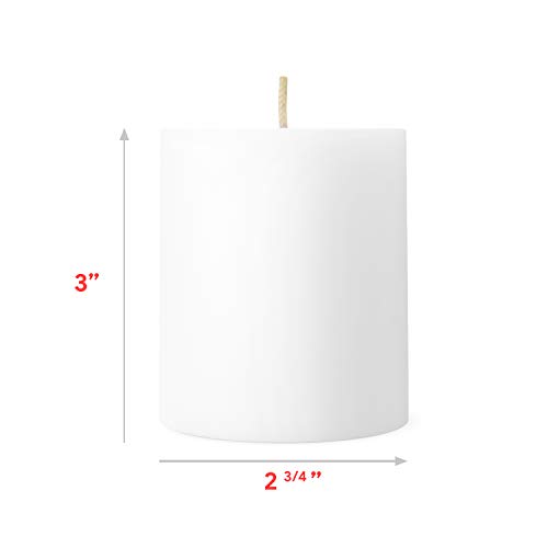Simply Soson 3 x 3 Inch White Unscented Pillar Candle Bulk Set - Dripless, Scent Free Paraffin Wax Candle Pillars - Medium Size Wedding or Home No Drip Candles - 3 Pack