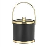 Kraftware Sophisticates Black W/Polished Gold 3 Qt. Ice Bucket W/Track Handle,& Metal Cover