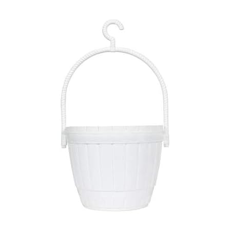 Antier Garden Essential Plastic Balcony Railing Hanging Basket/Lilly Basket/Planter Pots (8-inch, White, Pack of 1)