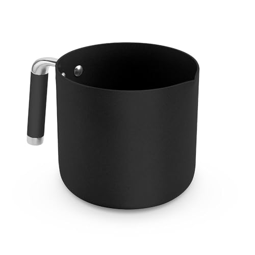 JadeCook Pocillo Hervidor Antiadherente de Acero Inoxidable 14 cm 1.8 Lts Jade Black para Hervir Agua, Premium, Olla para Cafe Hervidor de Leche Mango Ergonónico Cerámica Ultima Generacion, Negro