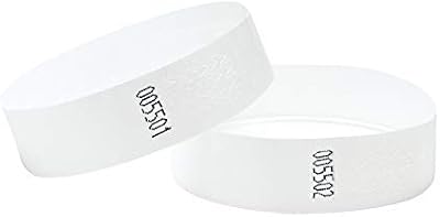 J&R Wristbands Tyvek Event Party Admission Wristbands White 1000 Pack